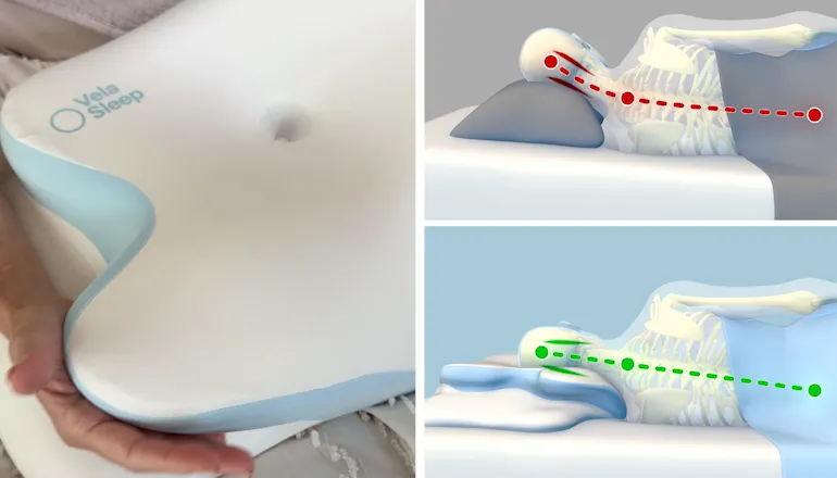 Vela Sleep pillow shape and neck alignment
